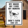 Custom Photo Home Decor Metal Sign - Personalized  Birthday Gifts For Dog Cat Lovers, Dog Dad And Mom, Cat Owners - Home Sweet Fortress