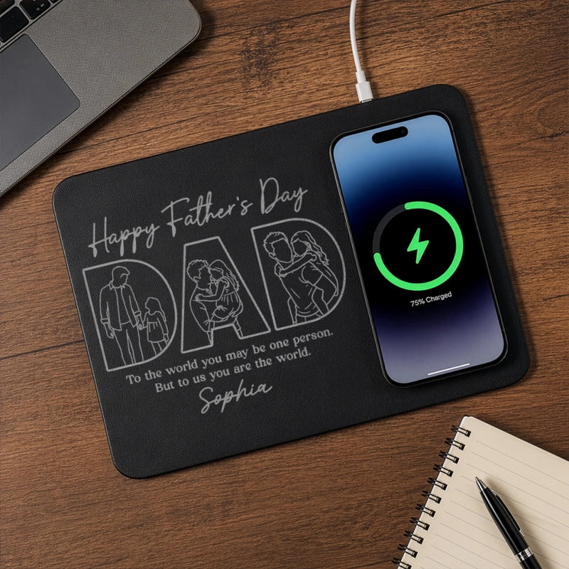 Custom Photo Charging Mat - Personalized Father's Day Birthday Gifts For Dad, Grandpa - Legends Stay Powered