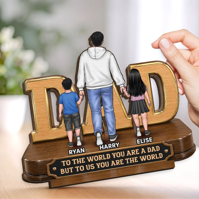 Custom 2-Layered Wooden Plaque - Personalized Father's Day Birthday Gifts For Dad - Home Is Where Dad Is