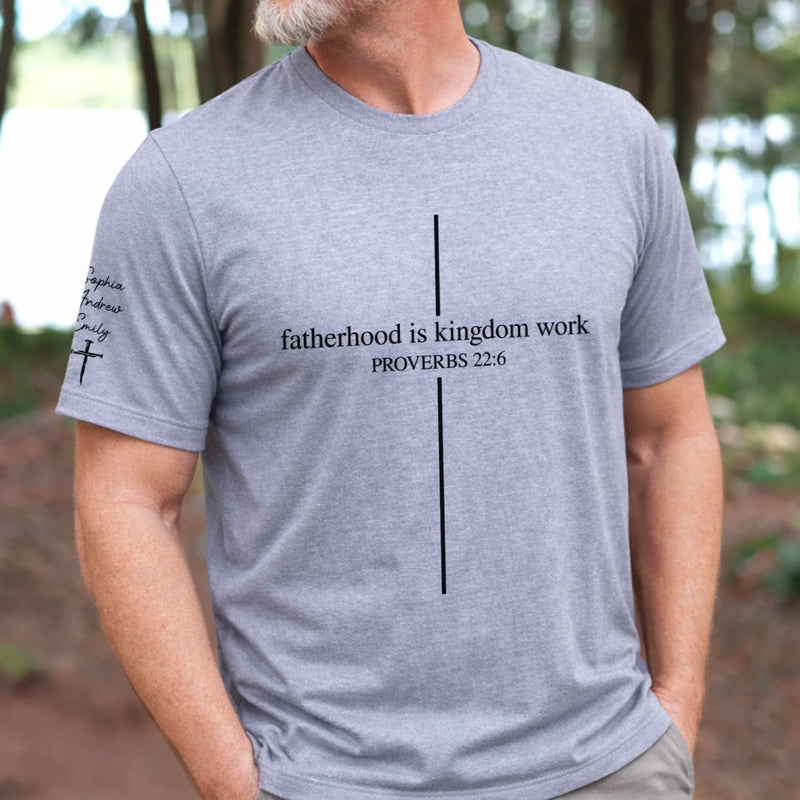 Custom Unisex T-Shirt With Design On Sleeve - Personalized Father's Day Birthday Gifts For Dad, Grandpa - My First Hero, My Forever Hero