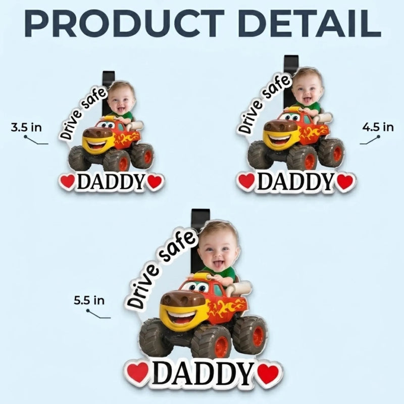 Custom Photo Acrylic Car Visor Clip - Personalized Father's Day Gifts For Dad, Grandpa - My Love Rides Along