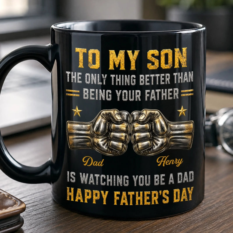 Custom Black Mug - Personalized Father's Day Birthday Gifts For Son - Go Fearlessly Chase Your Dreams