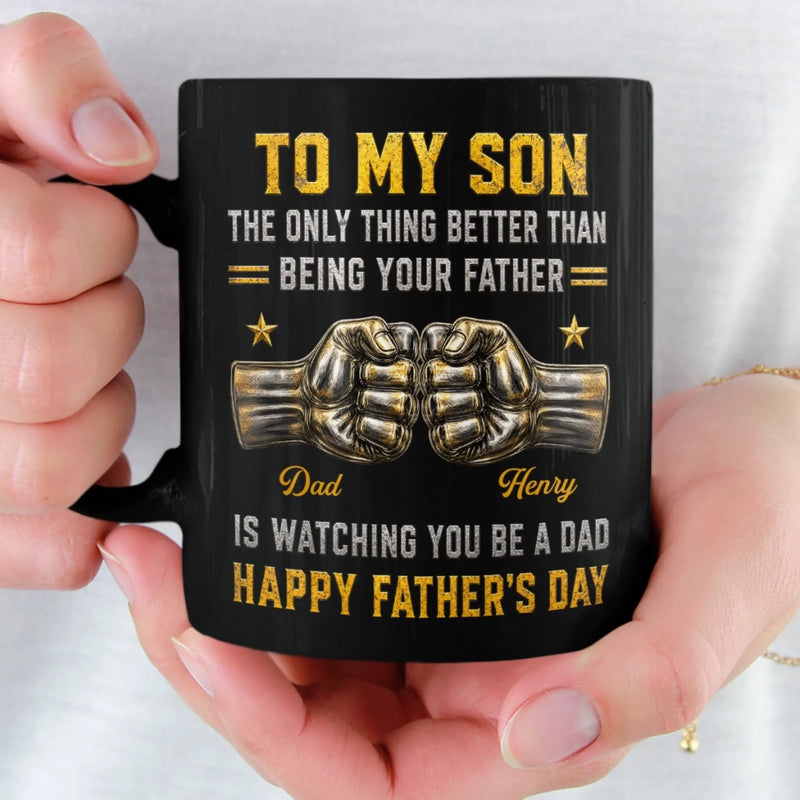 Custom Black Mug - Personalized Father's Day Birthday Gifts For Son - Go Fearlessly Chase Your Dreams