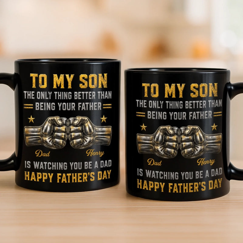 Custom Black Mug - Personalized Father's Day Birthday Gifts For Son - Go Fearlessly Chase Your Dreams