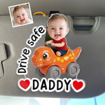 Custom Photo Acrylic Car Visor Clip - Personalized Father's Day Gifts For Dad, Grandpa - Drive Happy, Drive Safe