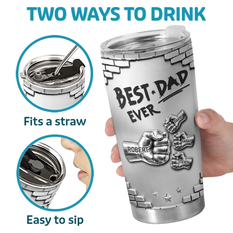 Custom 3D Inflated Effect Printed Tumbler - Personalized Father's Day Birthday Gifts For Dad, Grandpa - Strong Coffee, Strong Dad