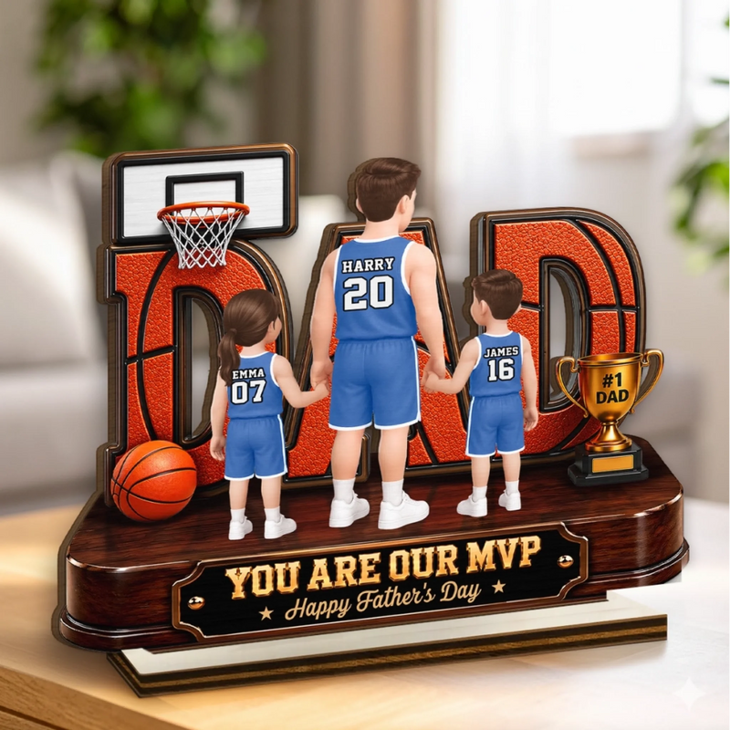 Custom 2-Layered Wooden Plaque - Personalized Father's Day Gifts For Dad, Grandpa, Basketball Lovers, Sports Fans, Sports Lovers - Basketball And Chill