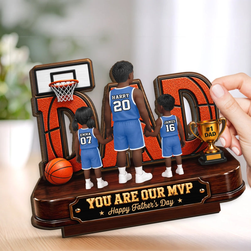 Custom 2-Layered Wooden Plaque - Personalized Father's Day Gifts For Dad, Grandpa, Basketball Lovers, Sports Fans, Sports Lovers - Basketball And Chill