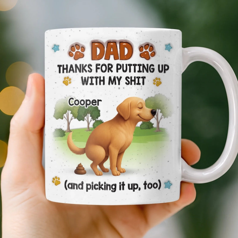 Custom 3D Inflated Effect Printed Mug - Personalized Father's Day Birthday Gifts For Dog Cat Lovers, Dog Dad And Mom, Cat Owners - Powered By Coffee & Cat Cuddles