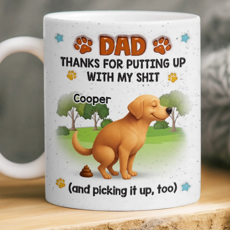 Custom 3D Inflated Effect Printed Mug - Personalized Father's Day Birthday Gifts For Dog Cat Lovers, Dog Dad And Mom, Cat Owners - Powered By Coffee & Cat Cuddles