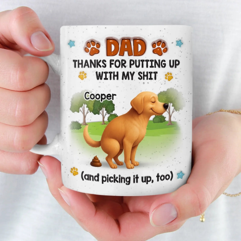 Custom 3D Inflated Effect Printed Mug - Personalized Father's Day Birthday Gifts For Dog Cat Lovers, Dog Dad And Mom, Cat Owners - Powered By Coffee & Cat Cuddles