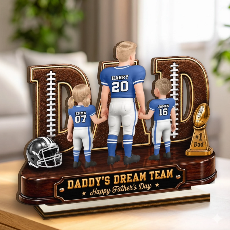 Custom 2-Layered Wooden Plaque - Personalized Father's Day Gifts For Dad, Grandpa, American Football Lovers, Sports Fans, Sports Lovers - Game Day Starts Here