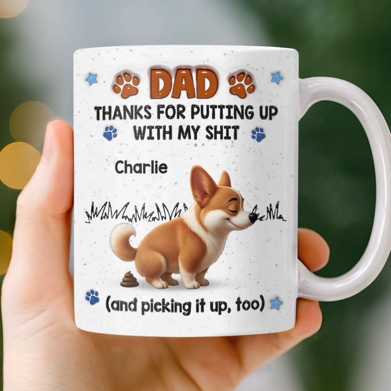 Custom 3D Inflated Effect Printed Mug - Personalized Father's Day Birthday Gifts For Dog Cat Lovers, Dog Dad And Mom, Cat Owners - Purr More, Stress Less