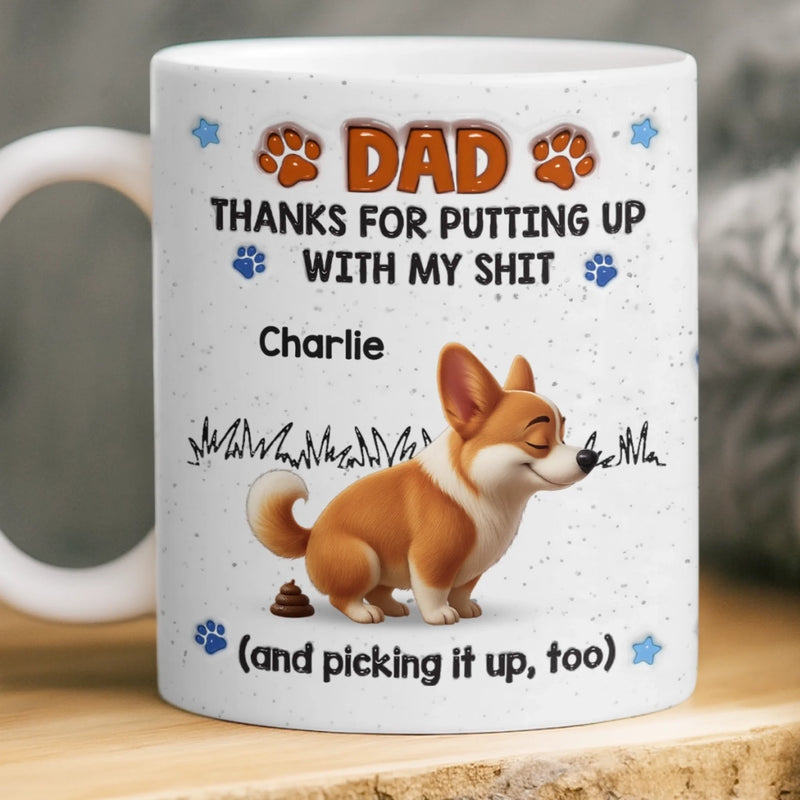 Custom 3D Inflated Effect Printed Mug - Personalized Father's Day Birthday Gifts For Dog Cat Lovers, Dog Dad And Mom, Cat Owners - Purr More, Stress Less