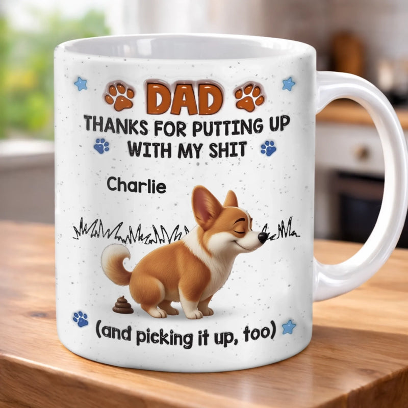 Custom 3D Inflated Effect Printed Mug - Personalized Father's Day Birthday Gifts For Dog Cat Lovers, Dog Dad And Mom, Cat Owners - Purr More, Stress Less
