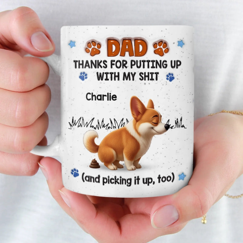 Custom 3D Inflated Effect Printed Mug - Personalized Father's Day Birthday Gifts For Dog Cat Lovers, Dog Dad And Mom, Cat Owners - Purr More, Stress Less