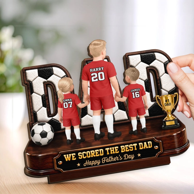 Custom LA 2026 Soccer Dad 2-Layered Wooden Plaque - Personalized Father's Day Gifts For Dad, Grandpa, Soccer Lovers, Sports Fans, Sports Lovers - Raised On Soccer Passion