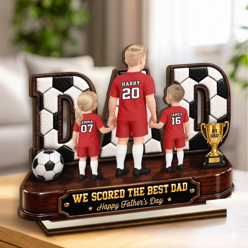 Custom LA 2026 Soccer Dad 2-Layered Wooden Plaque - Personalized Father's Day Gifts For Dad, Grandpa, Soccer Lovers, Sports Fans, Sports Lovers - Raised On Soccer Passion