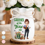 Custom Flower Vase With Ribbon - Personalized  Birthday Garden Gifts For Gardeners - Gardener Of The Year