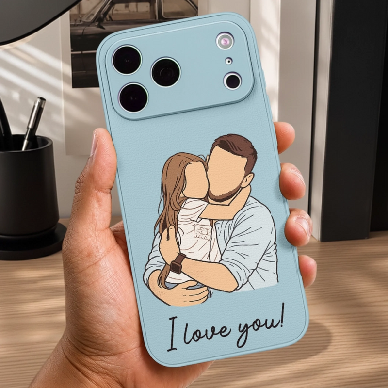 Custom Photo Leather Phone Case - Personalized Father's Day Birthday Gifts For Dad, Grandpa - Strong Families Start With Dad