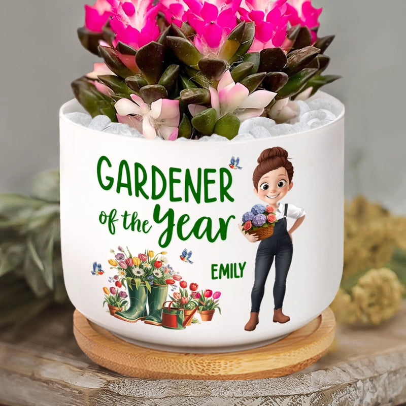 Custom Home Decor Ceramic Plant Pot - Personalized Birthday Garden Gifts For Gardeners - Born To Garden