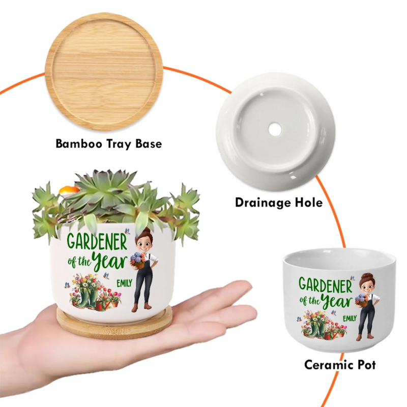 Custom Home Decor Ceramic Plant Pot - Personalized Birthday Garden Gifts For Gardeners - Born To Garden