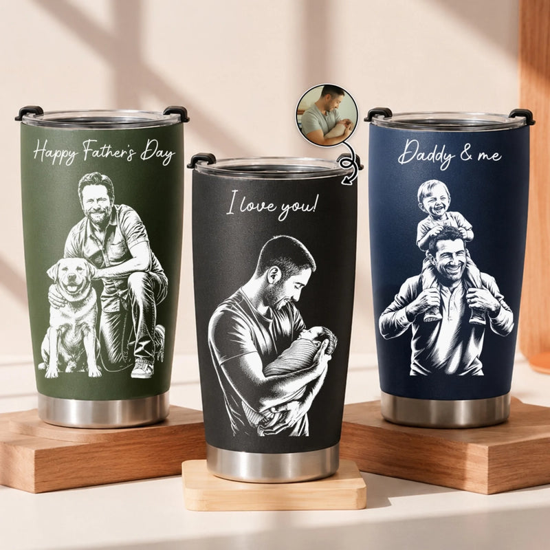 Custom Photo Tumbler - Personalized Father's Day Birthday Gifts For Dad, Grandpa - Winning Like a Legend