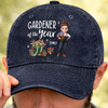 Custom Vintage Washed Denim Baseball Cap - Personalized Birthday Garden Gifts For Gardeners - Rooted In Pure Happiness