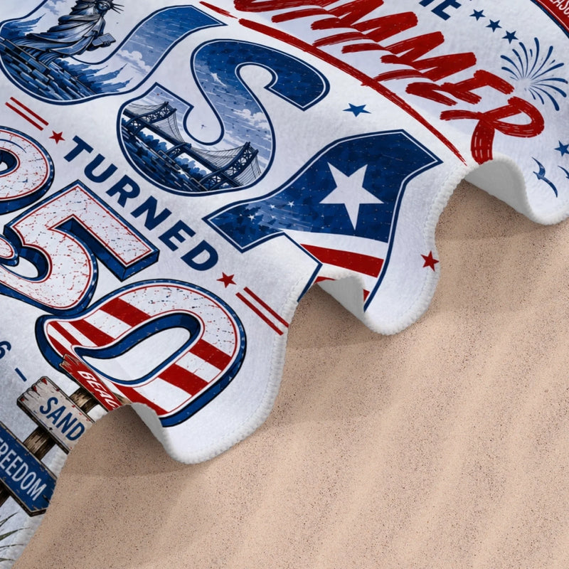 Custom Beach Towel - Personalized America 250th Anniversary, Summer Vacation And Travel Gifts For Mom, Dad, Brother, Sister, Kids - Celebrating 250 Years Strong