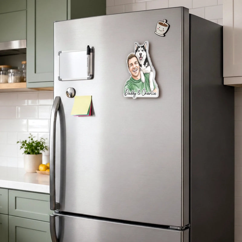 Custom Photo Acrylic Fridge Magnet - Personalized Birthday Gifts For Dog Cat Lovers, Dog Dad And Mom, Cat Owners - My Heart Has Paws