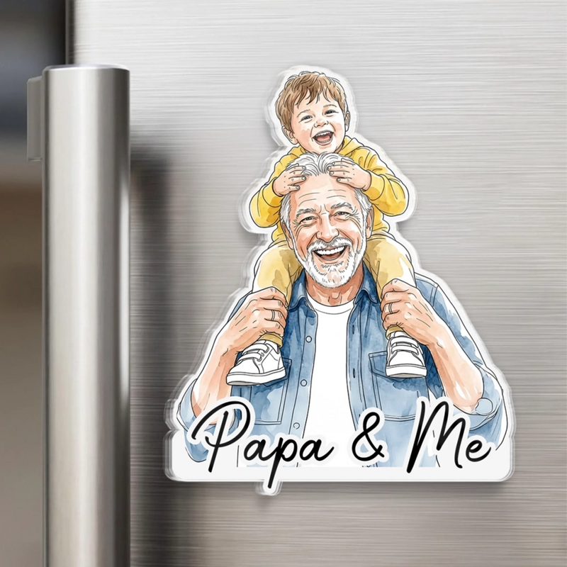 Custom Photo Acrylic Fridge Magnet - Personalized Birthday Gifts For Dog Cat Lovers, Dog Dad And Mom, Cat Owners - My Heart Has Paws