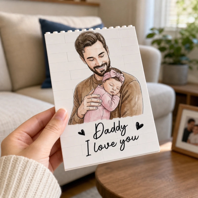 Custom Photo Vertical Rectangle Shaped Building Brick Blocks - Personalized Father's Day Birthday Gifts For Dad, Grandpa - Strong Roots Strong Family