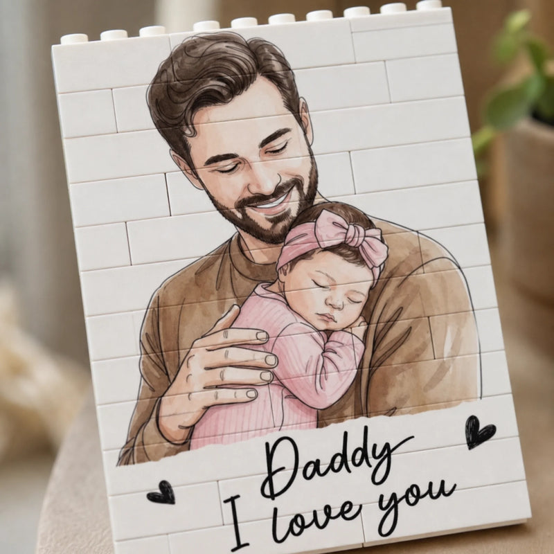Custom Photo Vertical Rectangle Shaped Building Brick Blocks - Personalized Father's Day Birthday Gifts For Dad, Grandpa - Strong Roots Strong Family