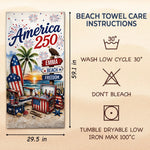 Custom Beach Towel - Personalized America 250th Anniversary, Summer Vacation And Travel Gifts For Mom, Dad, Brother, Sister, Kids - Stars Stripes And Proud Hearts