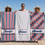 Custom Beach Towel - Personalized America 250th Anniversary, Summer Vacation And Travel Gifts For Best Friends, Family - Summer Vibes USA Edition