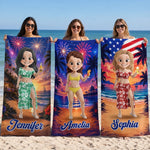 Custom Beach Towel - Personalized America 250th Anniversary, Summer Vacation And Travel Gifts For Best Friends, Family - Salty Air Sunny Days