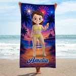 Custom Beach Towel - Personalized America 250th Anniversary, Summer Vacation And Travel Gifts For Best Friends, Family - Salty Air Sunny Days