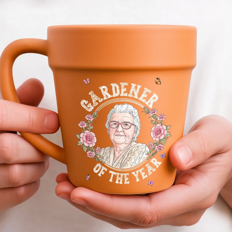 Custom Photo Plant Pot Ceramic Mug - Personalized Birthday Garden Gifts For Gardeners - My Morning Garden Escape