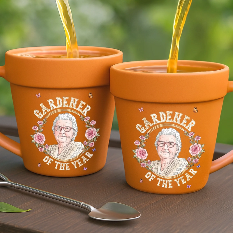 Custom Photo Plant Pot Ceramic Mug - Personalized Birthday Garden Gifts For Gardeners - My Morning Garden Escape
