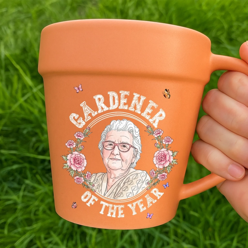 Custom Photo Plant Pot Ceramic Mug - Personalized Birthday Garden Gifts For Gardeners - My Morning Garden Escape