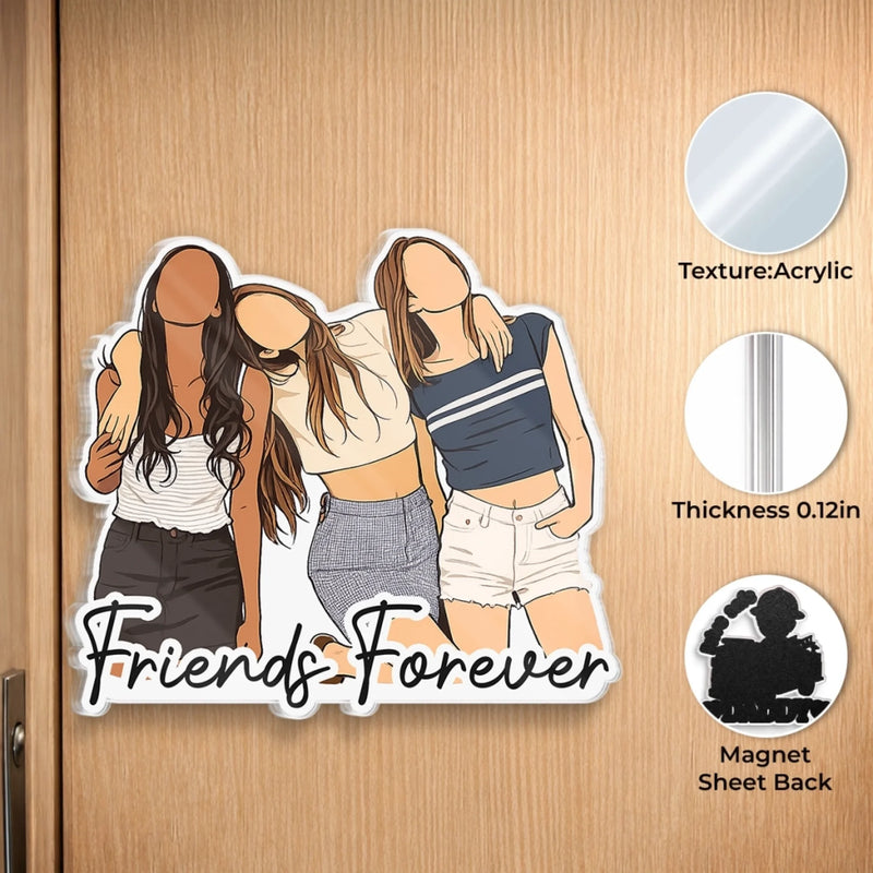 Custom Photo Acrylic Fridge Magnet - Personalized Best Friend Birthday Gifts For Women, Besties, Sisters, BFF - Chibi Version Of Us