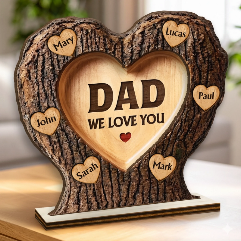 Custom 2-Layered Wooden Plaque - Personalized Father's Day Birthday Gifts For Dad, Grandpa - Dad Is My Everyday Hero