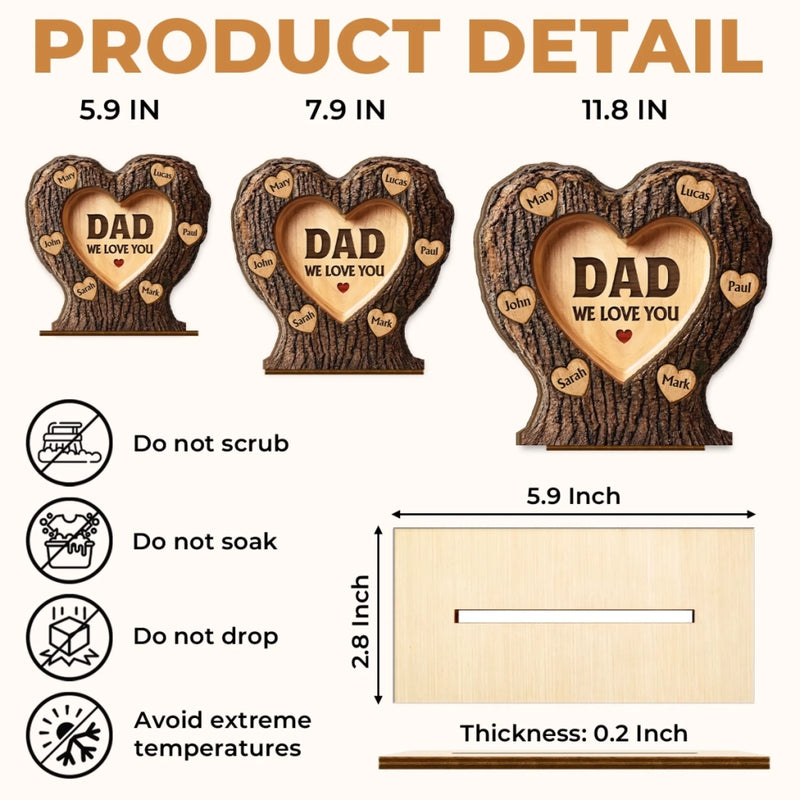 Custom 2-Layered Wooden Plaque - Personalized Father's Day Birthday Gifts For Dad, Grandpa - Dad Is My Everyday Hero