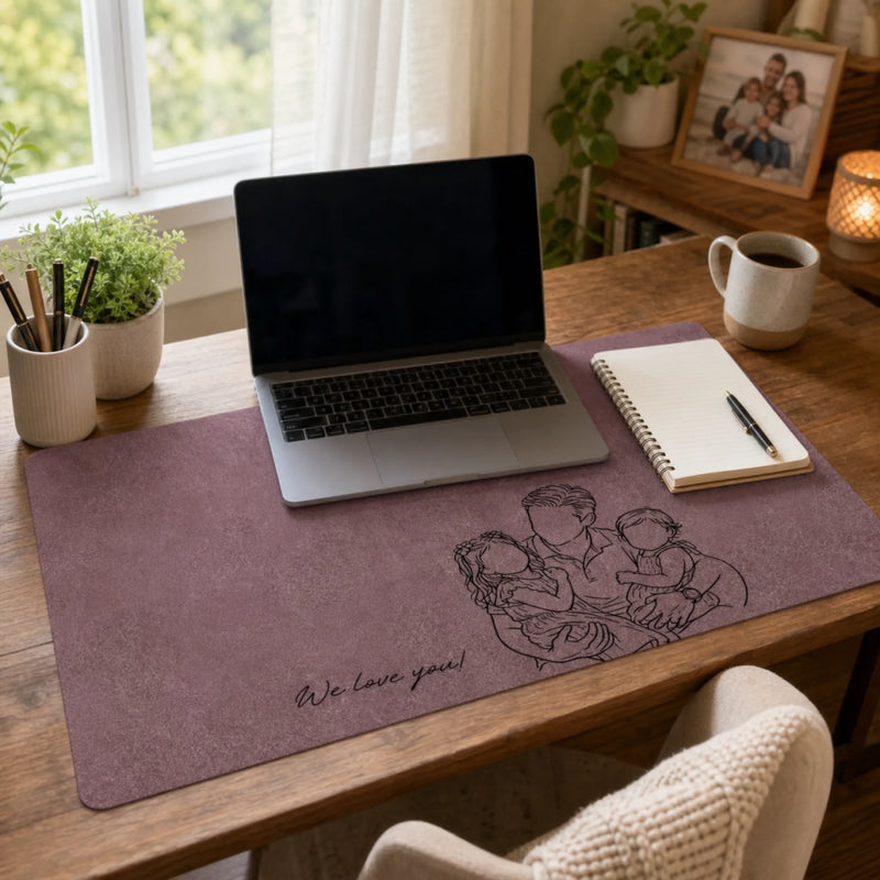 Custom Photo Desk Mat - Personalized Father's Day Birthday Gifts For Dad, Grandpa - Dad’s Love Holds Us Together