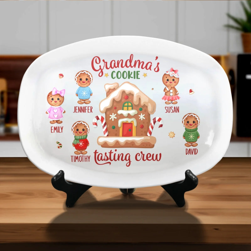Grandma's Cookie Tasting Crew - Family Personalized Custom Platter - Christmas Gift For Mom, Grandma