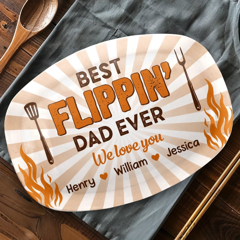 Custom Platter - Personalized Father's Day Birthday Gifts For Dad, Grandpa - Best Flippin' Dad Ever