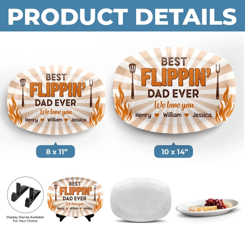 Custom Platter - Personalized Father's Day Birthday Gifts For Dad, Grandpa - Best Flippin' Dad Ever