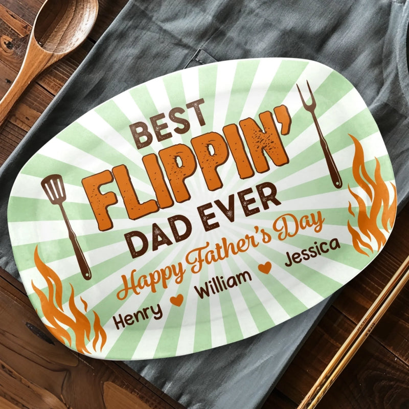 Custom Platter - Personalized Father's Day Birthday Gifts For Dad, Grandpa - Best Flippin' Dad Ever