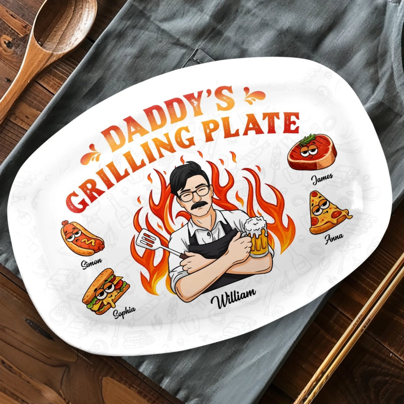 Custom Platter - Personalized Father's Day Birthday Gifts For Dad, Grandpa - King Of The Grill