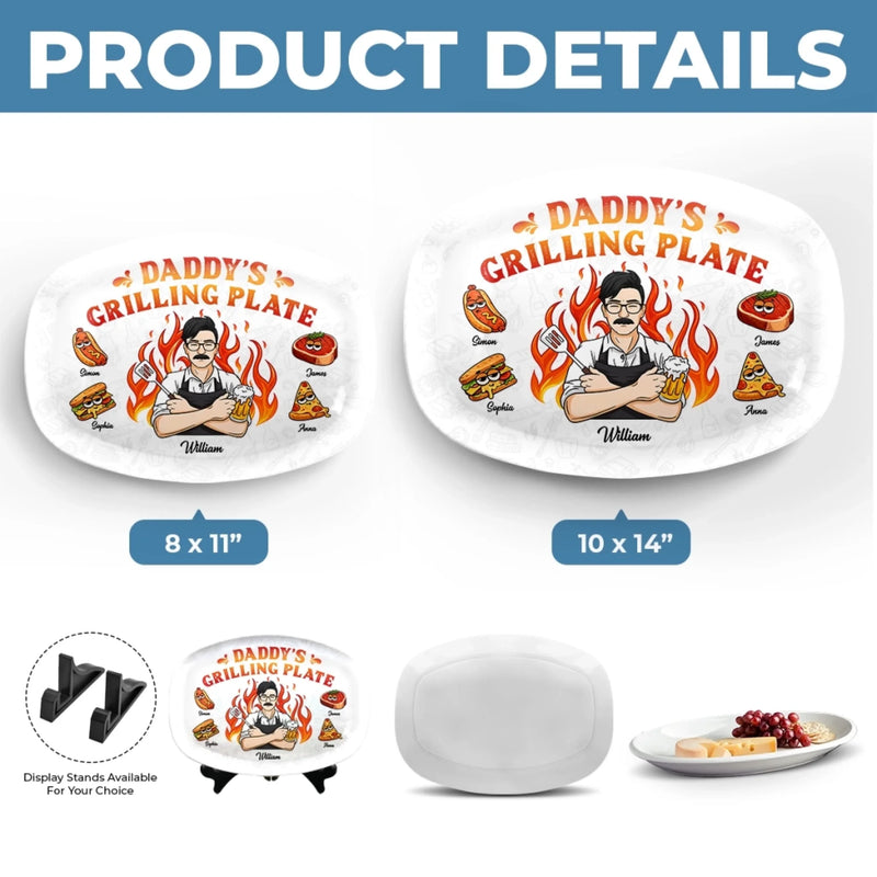 Custom Platter - Personalized Father's Day Birthday Gifts For Dad, Grandpa - King Of The Grill